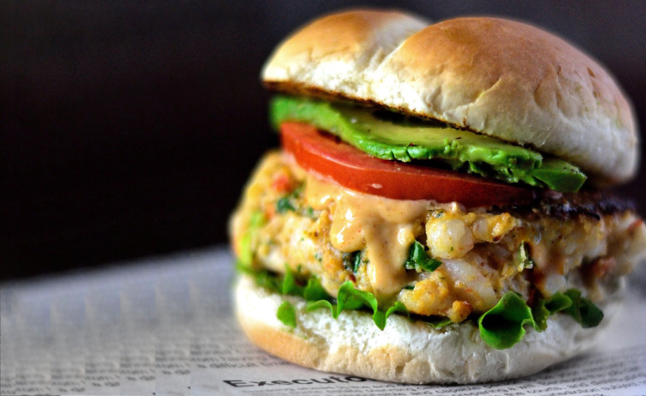 Shrimp Burger with Cilantro Lime Aioli