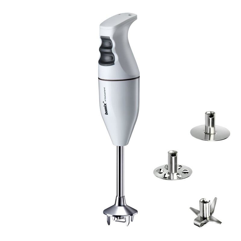 bamix Classic hand blender with attachments on white background